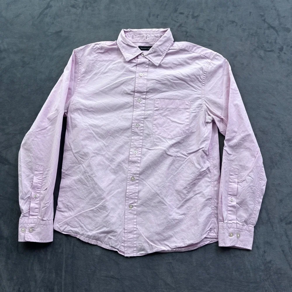 Banana Republic Mens Small Pink Standard Fit Long Sleeve Button Down Shirt